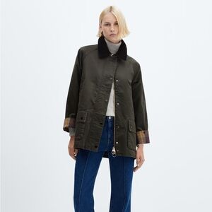 Mango Waxed Effect Short Parka size XS